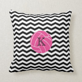 Monogramm-rosa Volleyball-Zickzack Druck-Kissen Kissen