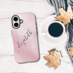 Monogramm Rosa Wasserfarbe-Wasch-Splash-Hintergrun iPhone 16 Hülle