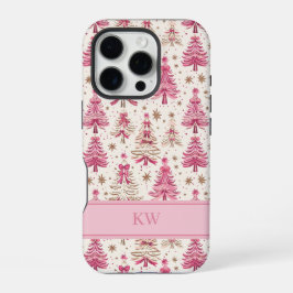 Monogramm Rosa Weihnachtsbaum-Handyhülle iPhone 16 Pro Hülle