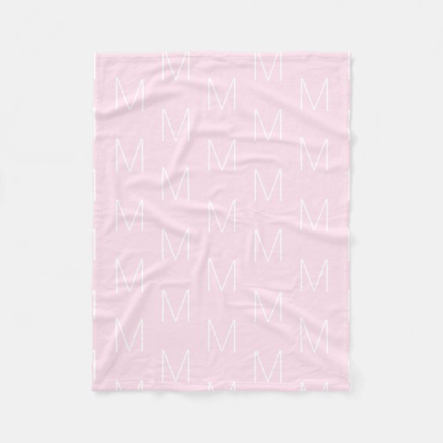 Monogramm rosa, weißes Anfangsbuchstabenmuster Fleecedecke (Vorderseite)