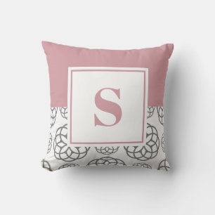 Monogramm-Rose-Blush-Pink-Muster Kissen
