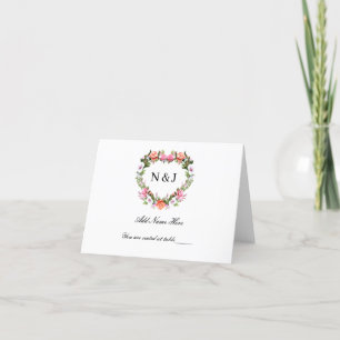 Monogramm Rose Bluthochdruck Platzkarte Dankeskarte