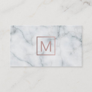 Monogramm Rose Gold auf Marmordesign Visitenkarte