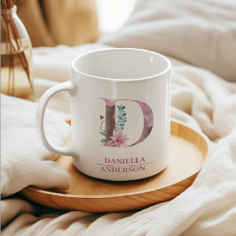 Monogramm Rose Gold Blume Letter D Kaffeetasse