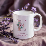 Monogramm Rose Gold Blume Letter E Kaffeetasse<br><div class="desc">Monogramm Rose Gold Blume Letter E</div>