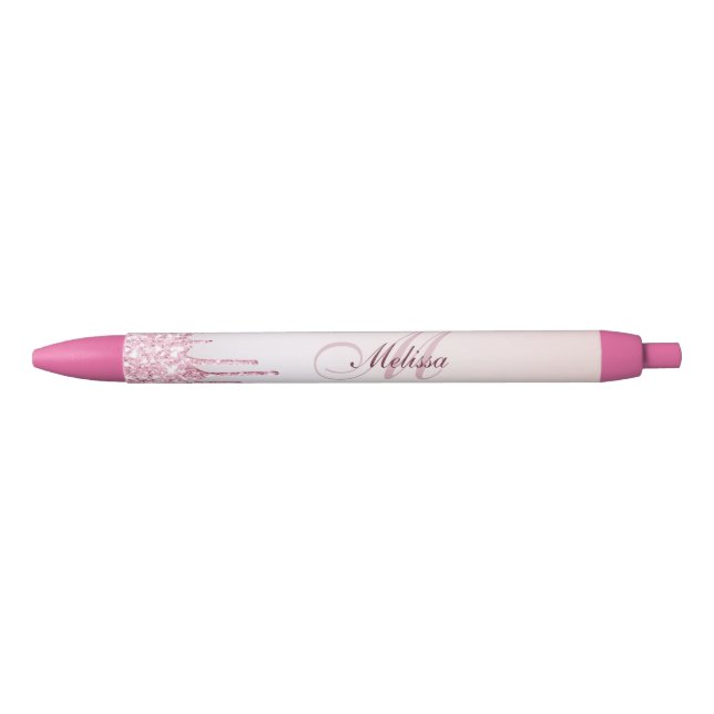 Monogramm Rose Gold lila Glitzer  Kugelschreiber (Vorderseite)
