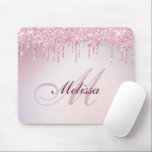 Monogramm Rose Gold lila Glitzer-Mauspad Mousepad<br><div class="desc">Monogramm Schriftzeichen mit einem eleganten rosa metallischen Hintergrund mit gürteliger Rose Gold lila Glitzer. Die Textfeatures können angepasst werden.</div>