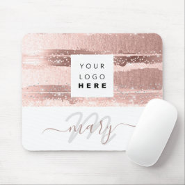 Monogramm-Rose mit benutzerdefinierten Logo, rosa Mousepad