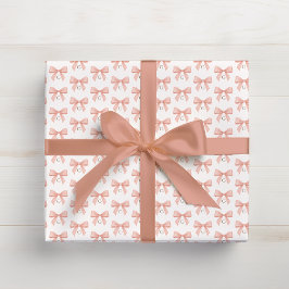 Monogramm Rosé-Schleife Wasserfarbe Geschenkpapier
