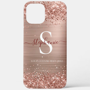 Monogramm Roségold Faux-Glitter Girly Glam Case-Mate iPhone Hülle