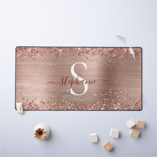 Monogramm-Roségold-Kunstglitzer-Mädchenhaft Glamou Schreibtischunterlage