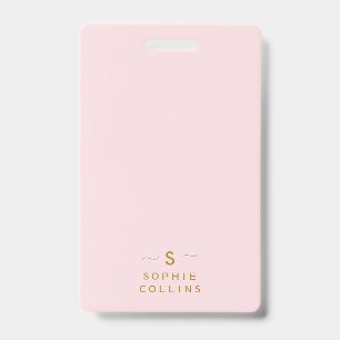 Monogramm Roségold Minimalistisch Elegant Name Ausweis
