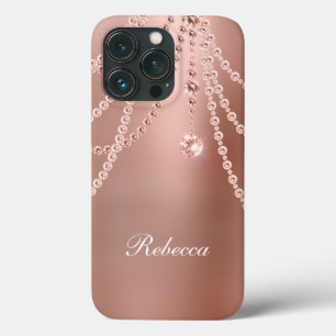 Monogramm Roségold Perlen Diamanten Bling Glam  Case-Mate iPhone Hülle