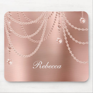 Monogramm Roségold Perlen Diamanten Bling Glam  Mousepad