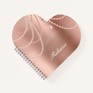 Monogramm Roségold Perlen Diamanten Bling Glamour  Notizbuch