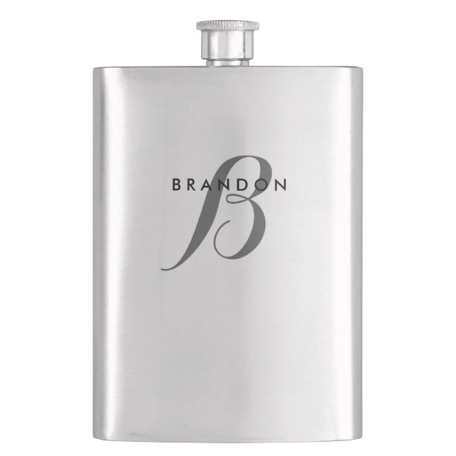 Monogramm rostfreier Stahlkolben für Männer Flachmann (Vorderseite)