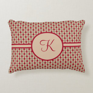 Monogramm Rot Braun Büffel Karo Rustikal Landhaus Dekokissen