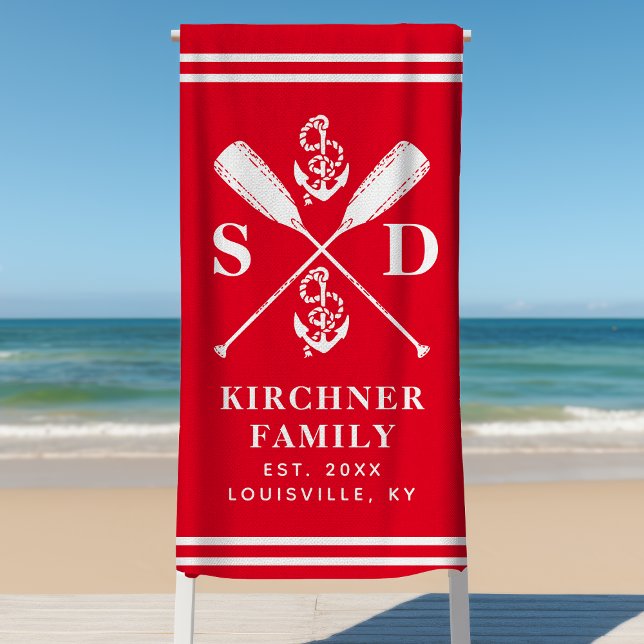 Monogramm Rot für die Motorenfamilie der Nauktoren Strandtuch (Von Creator hochgeladen)