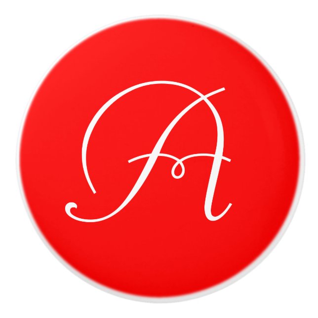 Monogramm Rot Keramikknauf (Vorderseite)