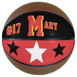 Monogramm Rot, Schwarz und Gold Basketball