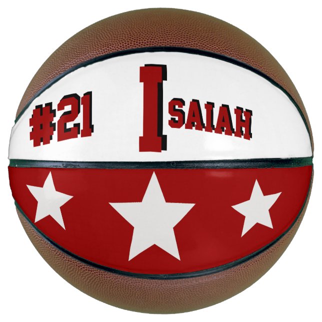 Monogramm Rot und Creme Basketball (Vorderseite)