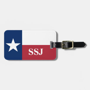 Monogramm Rot Weiß Blau Texas-Flagge Gepäckanhänger