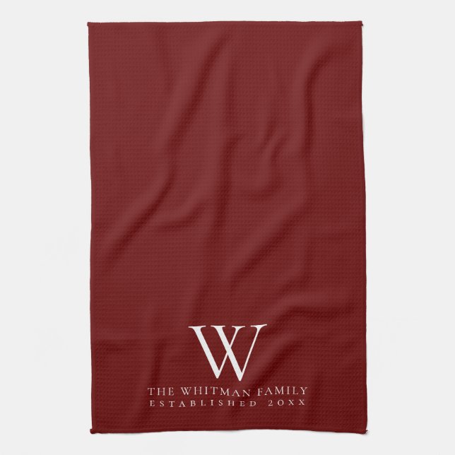 Monogramm Rote Küche Geschirrtuch (Vertikal)