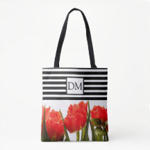 Monogramm rote Tulipen mit schwarzen Streifen Totb