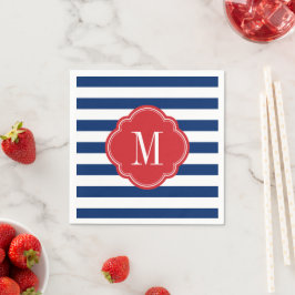 Monogramm rote weiße und blaue patrouillische Stre Serviette