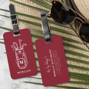 Monogramm Roter Golf Gepäckanhänger