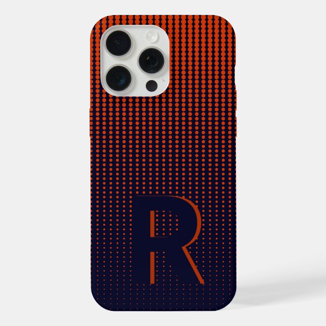 Monogramm Roter Halftone Moderner Anfangsbuchstabe iPhone 15 Pro Max Hülle (Rückseite)