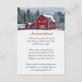 Monogramm Roter Stall im Winter Hochzeitskarte Begleitkarte