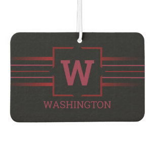 Monogramm roter Text auf Schwarz Autolufterfrischer