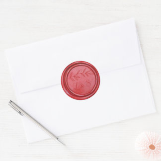 Monogramm Rotwachs-Siegel-Hochzeitsaufkleber Runder Aufkleber