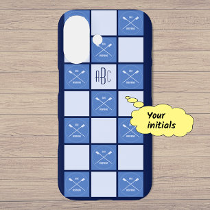 Monogramm-Rowern blau gekreuzt iPhone 16 Hülle