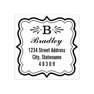 Monogramm-Rücksendeadresse für dekorative Brackr Gummistempel