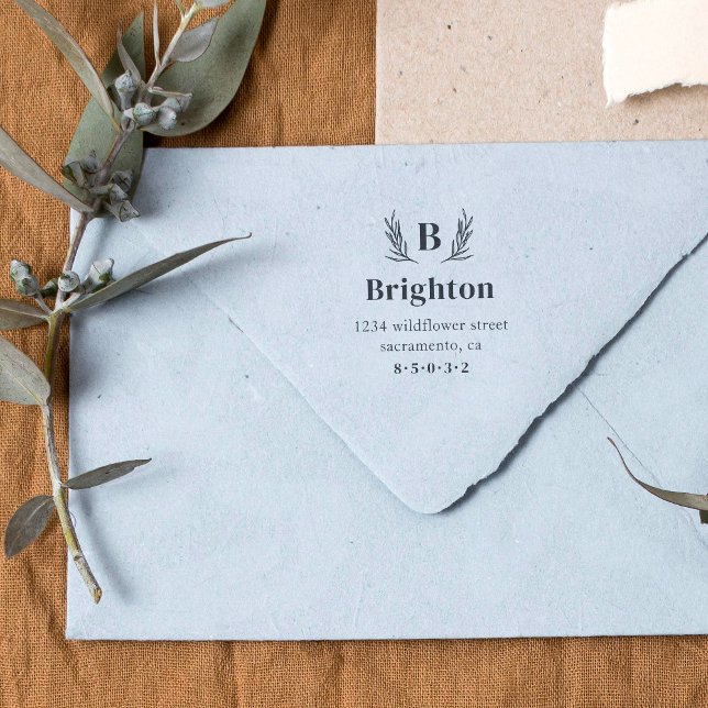 Monogramm-Rücksendeadresse für rustikale Branchen Gummistempel (Von Creator hochgeladen)