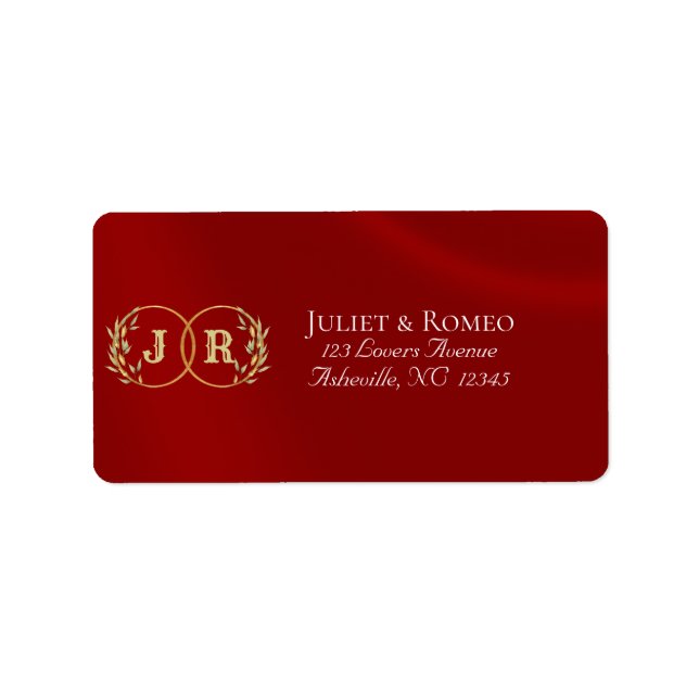 Monogramm-Rücksendeadresse - Rot Adressaufkleber (Vorne)