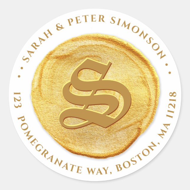 Monogramm-Rücksendeadresse Runder Aufkleber (Vorderseite)