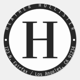 Monogramm-Rücksendeadresse Runder Aufkleber