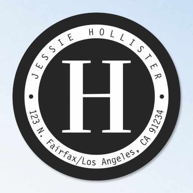 Monogramm-Rücksendeadresse Runder Aufkleber (Von Creator hochgeladen)