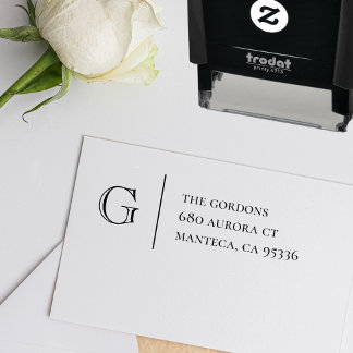 Monogramm | Rücksendeadresse Selbstfarbiger Gummi  Permastempel