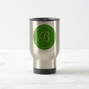 Monogramm-Rund Grün/Weißer Punkt Reisebecher