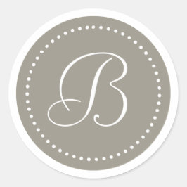 Monogramm Rundaluminium, silber/weiß, Punkt, Grenz Runder Aufkleber