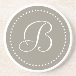 Monogramm runder Aluminium/weißer Punkt-Rand Untersetzer