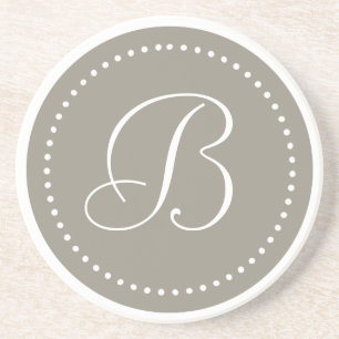 Monogramm runder Aluminium/weißer Punkt-Rand Untersetzer