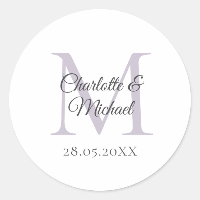 Monogramm Runder Aufkleber (Vorderseite)