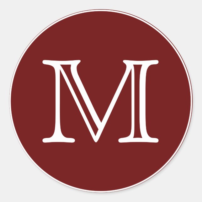 Monogramm Runder Aufkleber (Vorderseite)