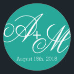 Monogramm Runder Aufkleber<br><div class="desc">Dieser Aufkleber ist Teil des modernen Edge Monogram Wedding Collections mit einem fett aber einfach gestalteten Stil. Bearbeiten Sie die Monogramm-Initialen mit den Initialen der Braut und des Bräutigams und fügen Sie anstelle des Textes, der in der Designvorlage gezeigt wird, Ihr Hochzeitstag oder einen anderen Text ein. Bei dieser Konstruktion...</div>