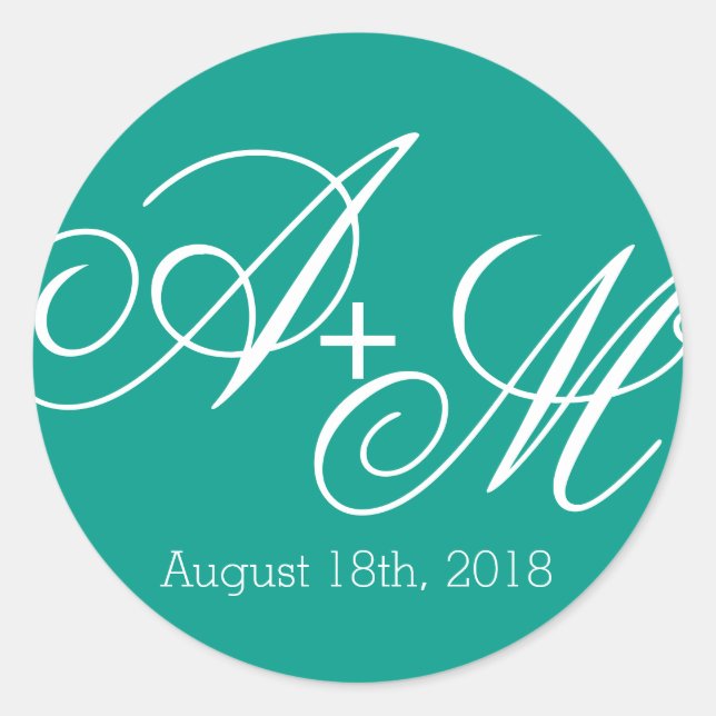 Monogramm Runder Aufkleber (Vorderseite)